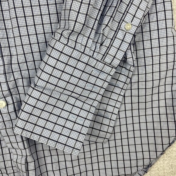 Thomas Pink Shirt Mens 17-35 Blue Mini Check Plaid Dress shirt Plaid pattern - Picture 8 of 16